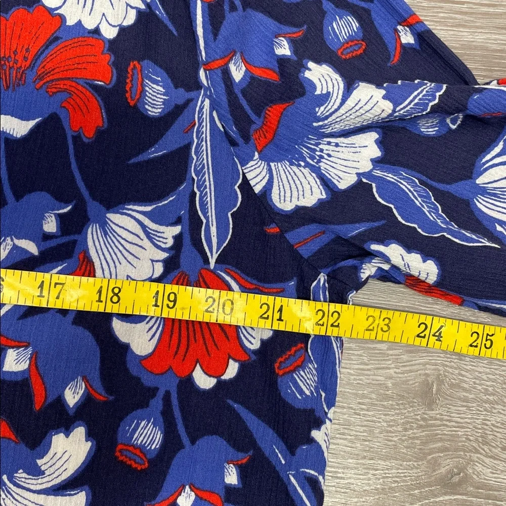J. Crew Cotton Gauze Tunic V-neck 3/4 Sleeve Floral Print Cover-Up XL